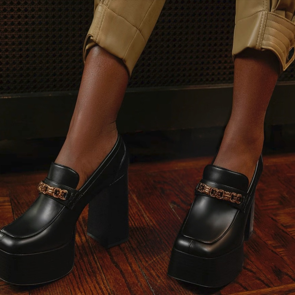 Sam Edelman Black Chunky Platform Loafers